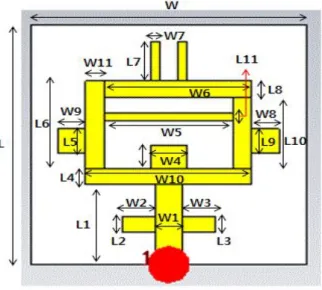 Fig.  2.  Designed  microstrip  antenna  layout.