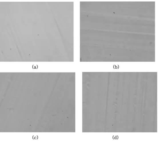 Fig. 3. Optical micrographs of CA/PEG composites with different PEG molecule weight. (a) Rotuba, (b) P400-175-40, (c) P600- P600-185-35, (d) P1000-225-35