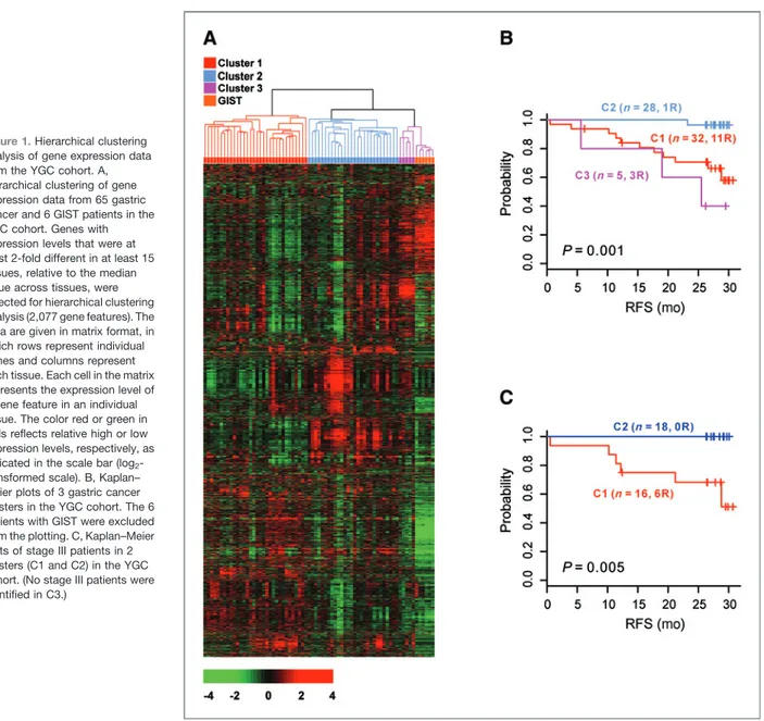 Figure 1. Hierarchical clustering analysis of gene expression data from the YGC cohort