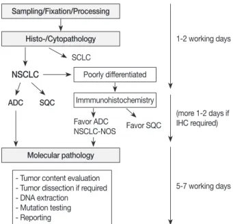 Fig. 2. Overall process for pathologic diagnosis and molecular  analysis with recommended turnaround times