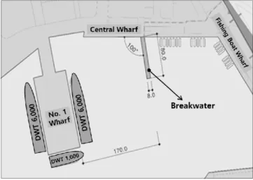 Fig.  1.  Construction  of  Breakwater  at  Muk-ho  Port. 동 여객선의 전장은  80 로 길이 m 100 m  이상인 선박을 대 상으로 하고  있는 해상교통안전진단 대상사업의 범위에는  포함되지 않는다 그러나 동 여객선의 접이안 시에 필요한  