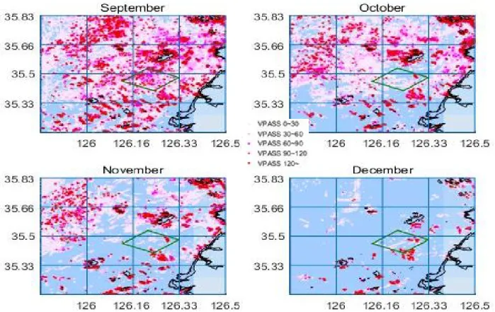Fig.  A-2.  Trajectories  of  the  vessels  engaged  in  fishing  at  study  area  from  September  to  August  in  2014.