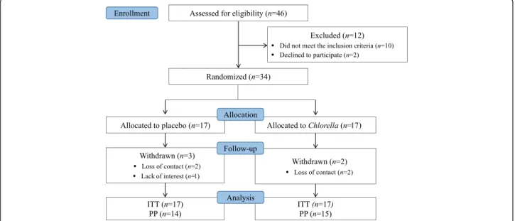 Fig. 1 CONSORT diagram for the flow of subjects through the study. ITT, intention-to-treat; PP, per protocol