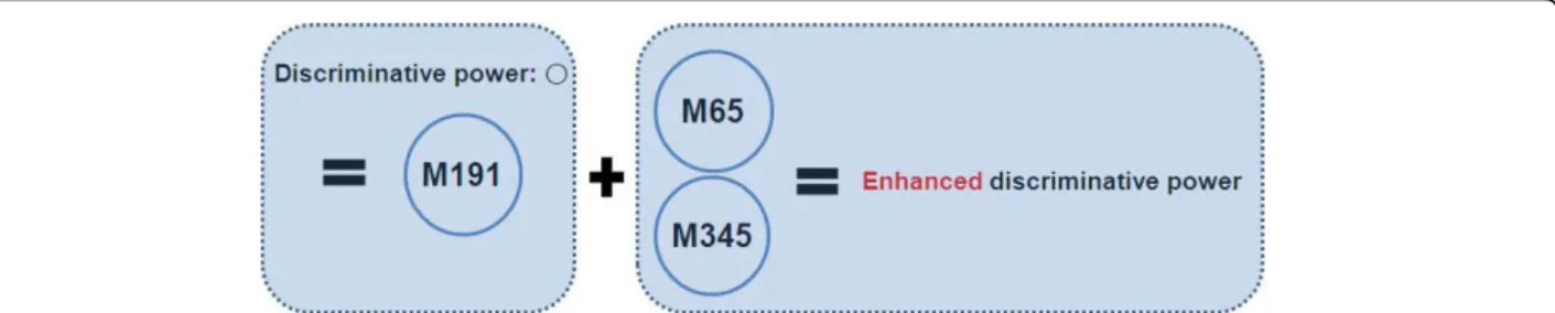Figure 7 M191 causes cancer and M65 and M345 accelerate it In the results, M191 itself had enough discriminative power for breast cancer, but when it worked together with M65 and M345, the discriminative power was considerably enhanced
