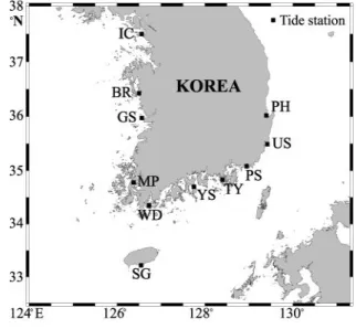 Fig.  1.  Location  of  tide  stations.