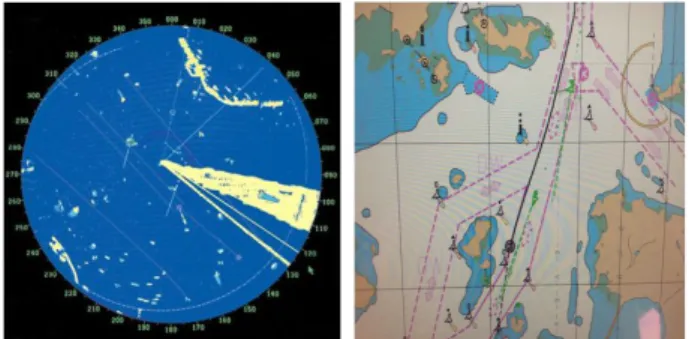 Fig.  3.  Display  of  radar(left)  and  AIS(right).