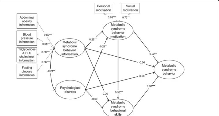 Fig. 2 Estimation of the modified Information-Motivation-Behavioral skill model of metabolic syndrome healthy behavior