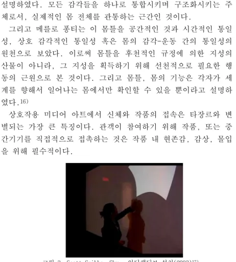 그림 3. Scott Snibbe, Shy,  인터랙티브 설치(2003) 17)