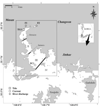 Fig. 1. Study area and observation stations.