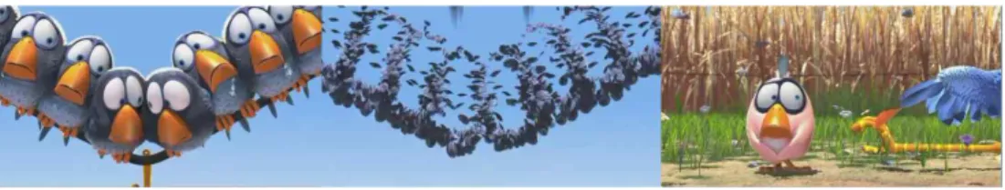 그림 3. &lt;새들을 위하여&gt; 출처: 픽사 단편 애니메이션, 2001. 픽사 단편 애니메이션 중 두 번째로 제작된 &lt;룩소 주니어(Luxo JR.)&gt;는 픽사의 트레이드마크인 램프를 소재로 하였다