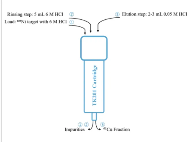 Figure 1. Schematic diagram of radiochemical separation processing with  bombarded natural nickel target