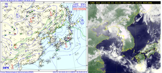 Fig. 3. Same as Fig. 2 except for 0000 UTC 10 August 2014 (source: KMA).