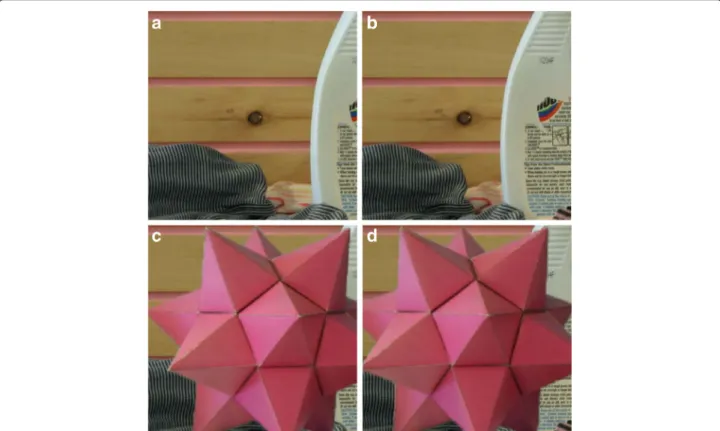 Fig. 10 Two pairs of testing image. a Original left image. b Original right image. c Left image including resampled part