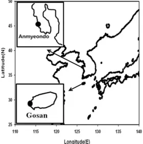 Fig. 1. Location of the Anmyeondo and Gosan stations.