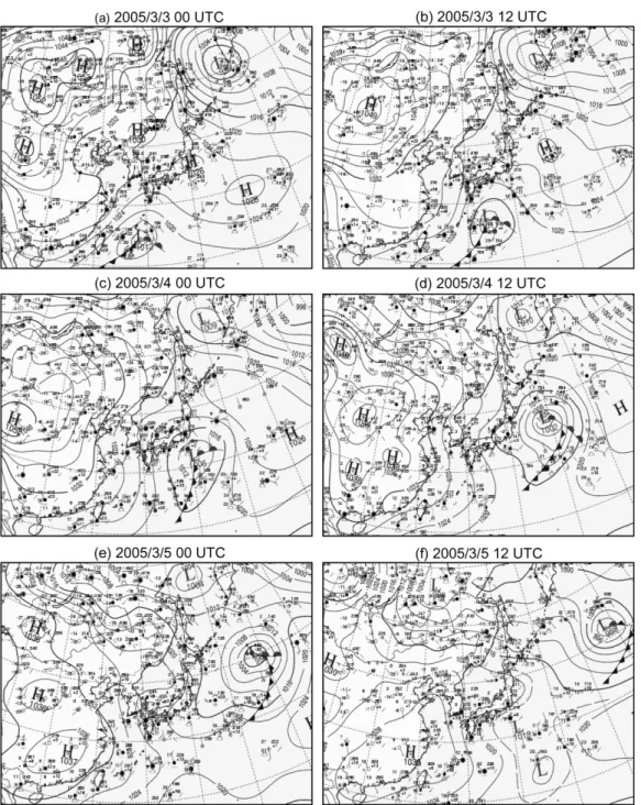 Fig. 6은 속초지점의 고층기상관측 자료를 이용하여 각  사례별  온위  (왼쪽)와  상당온위  (오른쪽)의  연직구 조를 나타낸 것이다. 파선은 강설 전 (BS; Before Snow), 실선은  강설  중 (DS; During Snow), 점선은  강설  후 (AS; After Snow) 를  나타낸  것이다