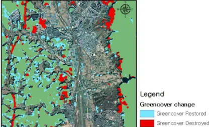 Figure 6. Spatial Distribution Characteristic of Green Space Restoration and Destruction(Bukgu)