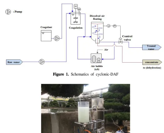 Figure 2. Test of lab-scale cyclonic-DAF