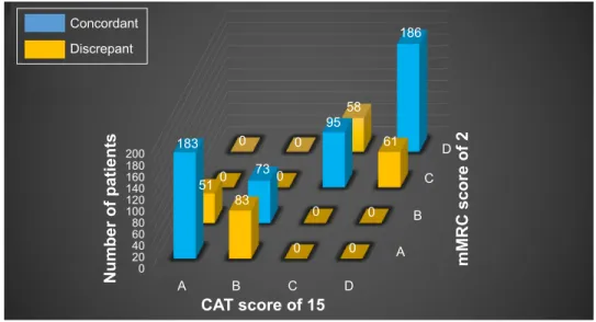 Figure 6 Discrepancy between a CAT score of 15 and an mMRC score of 2.