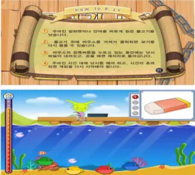 그림 게임 활동 모습 ( 11) 첫째 학습의 과정에 게임적 요소를 통해 재미와 , 학습 효과를 동시에 꾀하기 위한 전략이다 교실 수 . 업 상황에서 교사가 안내를 하고 학습자들이 가정 에서도 스스로 학습하기 위한 의욕을 고취시키기 위함이다 이렇게 함으로써 활용도가 낮은 영어과 