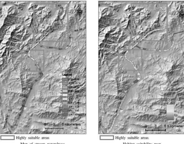 Figure  6.  Comparing  stream  naturalness  with  habitat  suitability.