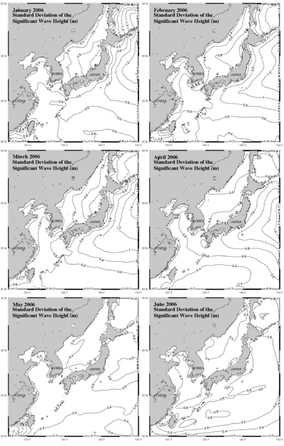 Fig. 2. Distribution of standard deviation of significant wave height from January to December in 2006