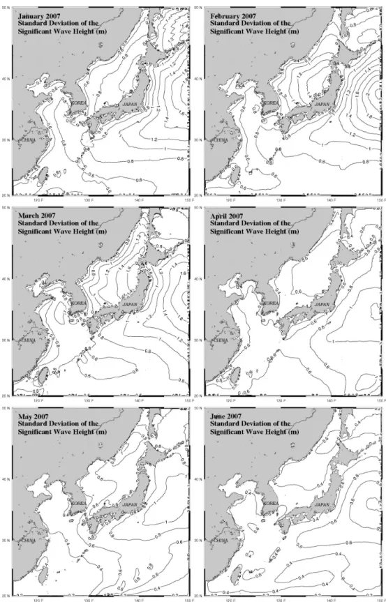 Fig. 3. Distribution of standard deviation of wave height from January to December in 2007
