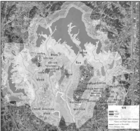 Figure  3.  Analysis  of  ecological  connection  distance  from  forest  and  river  in  Suwon  case.