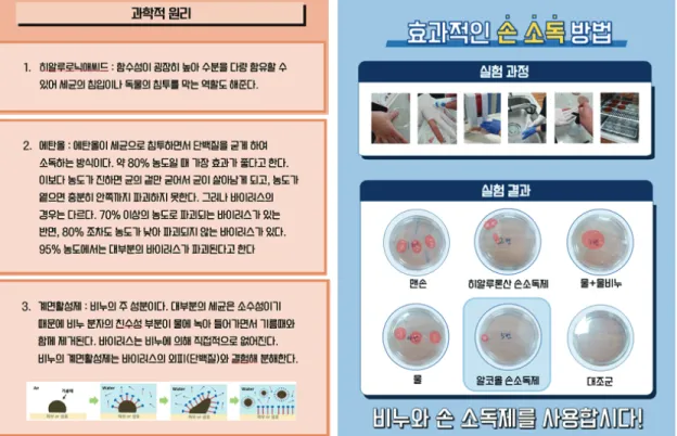 Figure  1.  The  final  knowledge  products  in  group  2:  a  knowledge  construction  report  for  a  presentation  (left)  and  a  poster  for  the  audience  (right)  the  group
