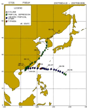 Fig. 9. Tracks of PABUK (0706) (on the courtesy of  http://www.typhoon.or.kr/)
