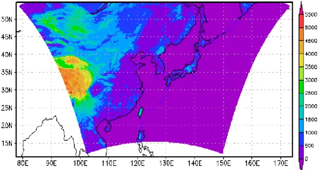 Fig. 3 (b)는 Bias의 분포이다. 기온의 Bias는 음의 편 차를 보여 수치 예보가 관측보다 과소예보를 하고 있으 며, 오차의 크기는 시간에 따라 증가하고 있다