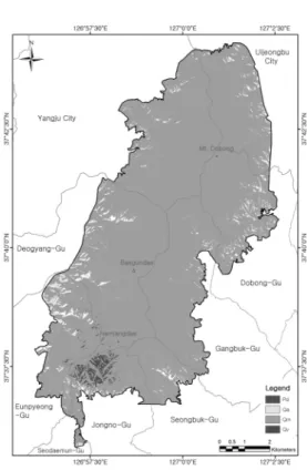 Figure  3.  The  estimated  potential  natural  vegetation  map  from  estimating  equation  of  Bukhansan  national  park