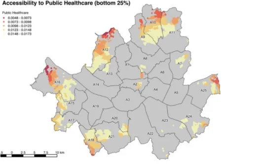 Fig 7. Accessibility to public healthcare (bottom 25%).