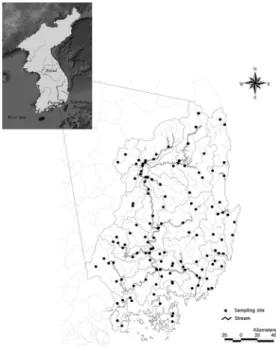 Figure  1.  Sampling  sites  in  Nakdong  River.