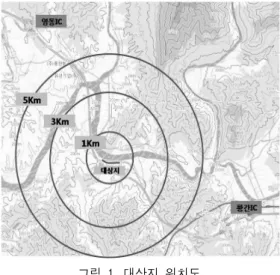 그림  1.  대상지  위치도. 표  1.  금산  기상관측소의  평년  자료(1971～2000년). 분류 평균 기온 최고기온 최저기온 강수량 평균습도 금산 11.4℃ 17.4℃ 5.8℃ 1258.82mm 73.8%또한  복원의  방향도  식생  생육기반이  적합하지 않기  때문에  원래의  자연  상태로  복원시키기는 근본적으로 어렵다는 한계를 가지고 있다(건설교통부,  2002).일반적으로  복원은  훼손되기  이전의  상태로 되돌리는 과정을 말하며(