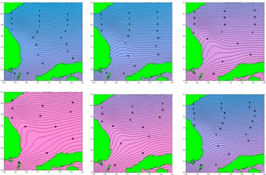 Fig. 7. Monthly distributions of sea surface temperature same as Fig. 5.  