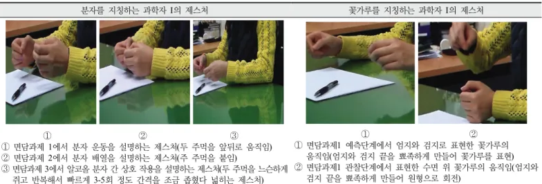 Table 5. Gesture to explain molecule and pollen by a scientist