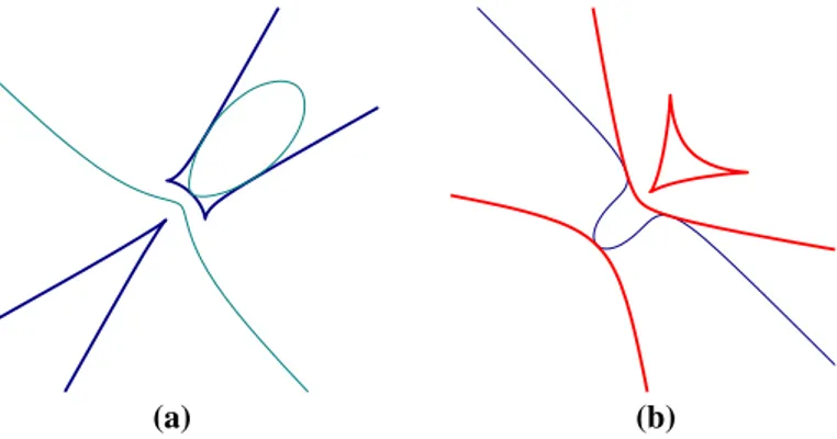Fig. 1 Ramification and branching for λ &lt; −3. The domain P 2 = {(x : y : z)}. is shown in (a)