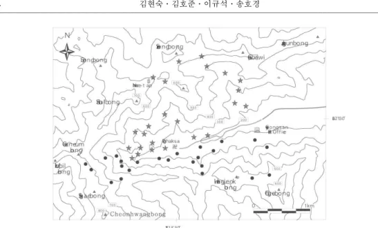 Figure 1. Sample plots at Gyeryongsan forest.