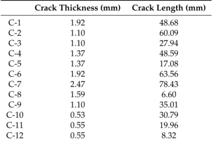 Table 2. Results of crack quantification.