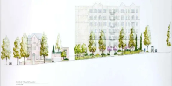 Figure 5. Elevation/Section - Garfield Street 2. 나비 서식지 설계 각종 생물의 서식지가 파괴되어 가는 현대의 도시 주거지에서 나비정원은 형형색색의 꽃과 나비를 함께 즐길 수 있는 공간이다