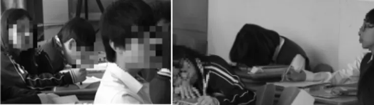 Figure 11. Offprint from classroom video showing students  who sleep or rest their heads during science  lesson