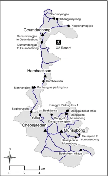 Figure  1. Auto-counters  in  the  Taebaeksan  National  Park