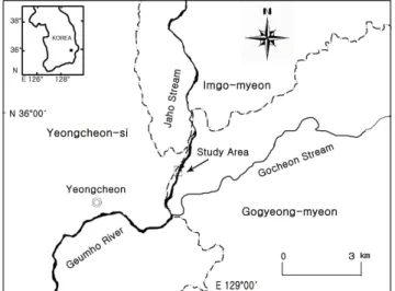 Figure  1.  Map  showing  the  sampling  station  of  Coreoperca herzi  in  the  Jaho  stream.