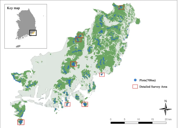 Figure  1.  Map  of  the  survey  sites  in  the  Busan  Metropolitan  City