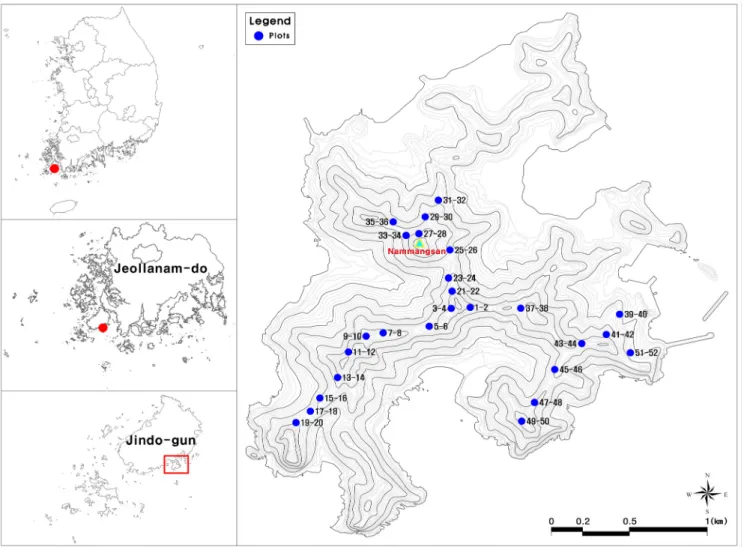 Figure  1.  Map  of  the  surveyed  sites.