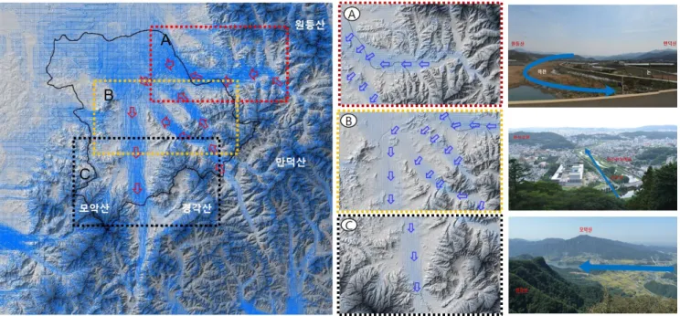 Figure 4. Velocity of local cold air flow by administrative districts.
