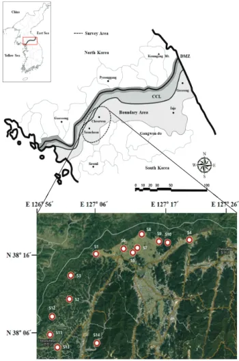 Figure 1. A map of study sites in the western DMZ, Korea.