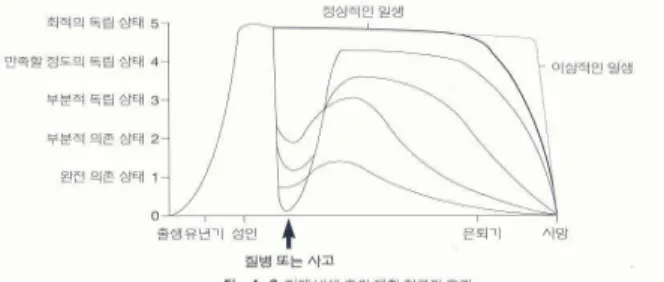 그림  2.  장애  발생  후  재활의  효과 2.2  재활의학의  필요성 현대의학에  있어서  재활의학의  역할은  시간이  흐를수 록  그  중요성이  커지고  있다