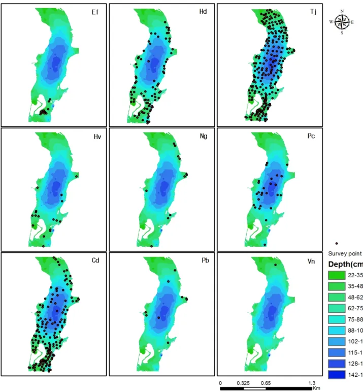 Figure  5.  Distribution  maps  of  nine  aquatic  plants