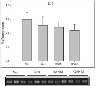 Fig. 16. The  levels  of  TNF-α  mRNA  in  spleen  from  mice(** : p<0.01 vs negative control group)